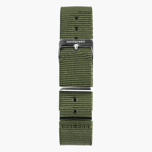 ST18POSINYAG &18mm watch band in olive green nylon with silver buckle