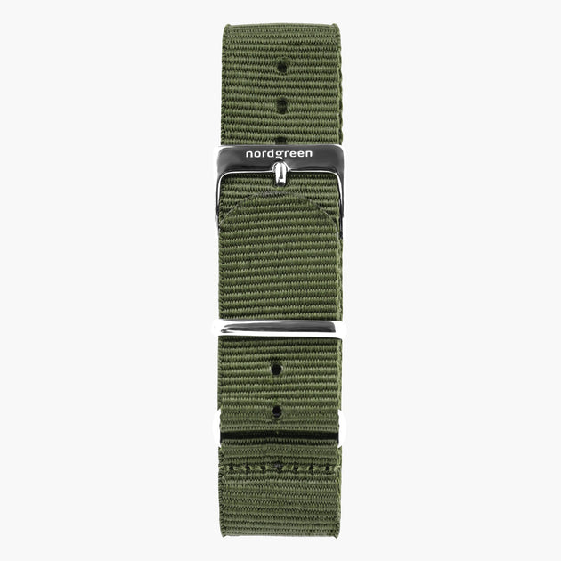 ST20POSINYAG &20mm watch band in green nylon with silver buckle