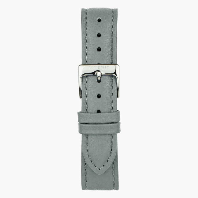 ST16BRSILEGR &16mm leather watch straps in grey with silver buckle