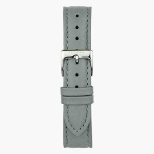 ST18POSILEGR &18mm watch band in grey leather with silver buckle