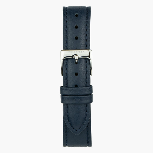 ST16BRSILENA &16mm blue leather watch strap with silver buckle