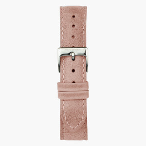 ST18POSILEPI &18mm pink watchband in leather with silver buckle