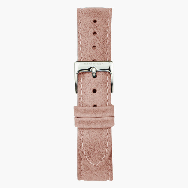 ST16BRSILEPI &16mm pink watchband in leather with silver buckle