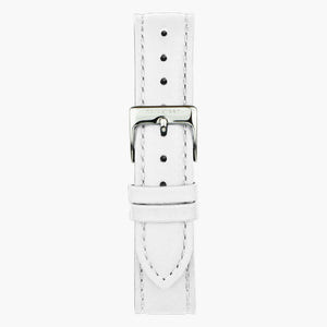 ST16BRSILEWH &16mm leather watch straps in white with silver buckle