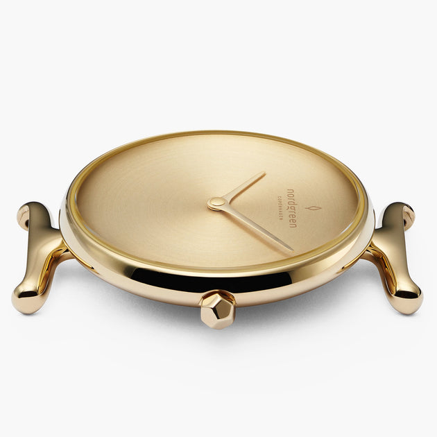 Unika - BUNDLE Brushed Metal Dial Gold | Gold Mesh / Black / Brown Leather Straps