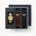 Unika - BUNDLE Brushed Metal Dial Gold | Gold Mesh / Black / Brown Leather Straps