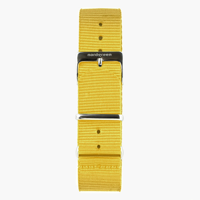 Yellow Nylon Watch Strap - Silver - 36mm