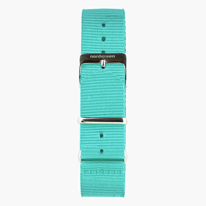 Turquoise Nylon Watch Strap - Silver - 36mm